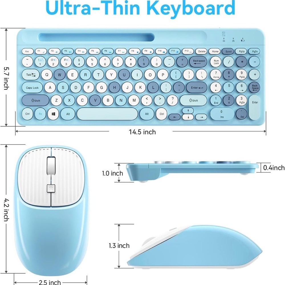 Wireless Pastel Keyboard and Mouse Set - Picture 6 of 14